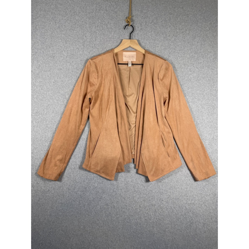 Hutch Anthropologie Faux Vegan Suede Blush Pink Open Front Draped Jacket Women M